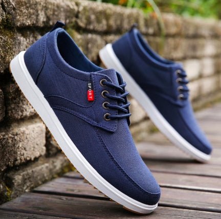 Men's Lace-up Canvas Shoes Casual Men Breathable Walking Flats Shoes - Prime Street
