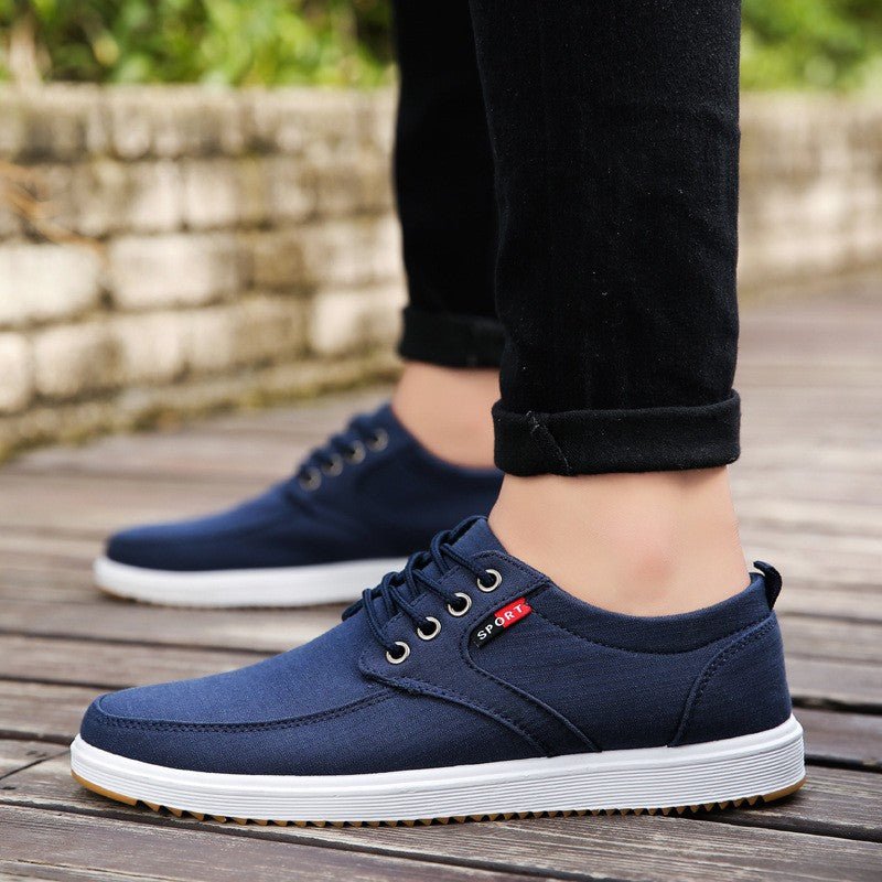 Men's Lace-up Canvas Shoes Casual Men Breathable Walking Flats Shoes - Prime Street