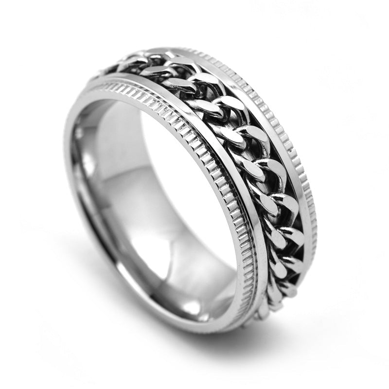 Mens Stainless Steel Spinner Rings Men Cool Fidget Band - Prime Street