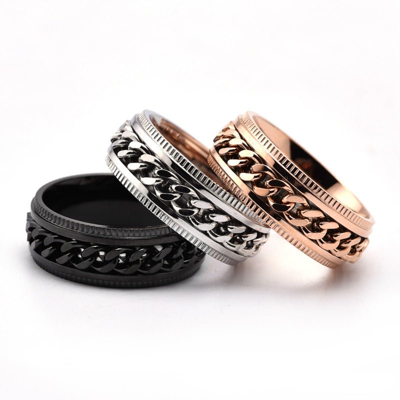 Mens Stainless Steel Spinner Rings Men Cool Fidget Band - Prime Street