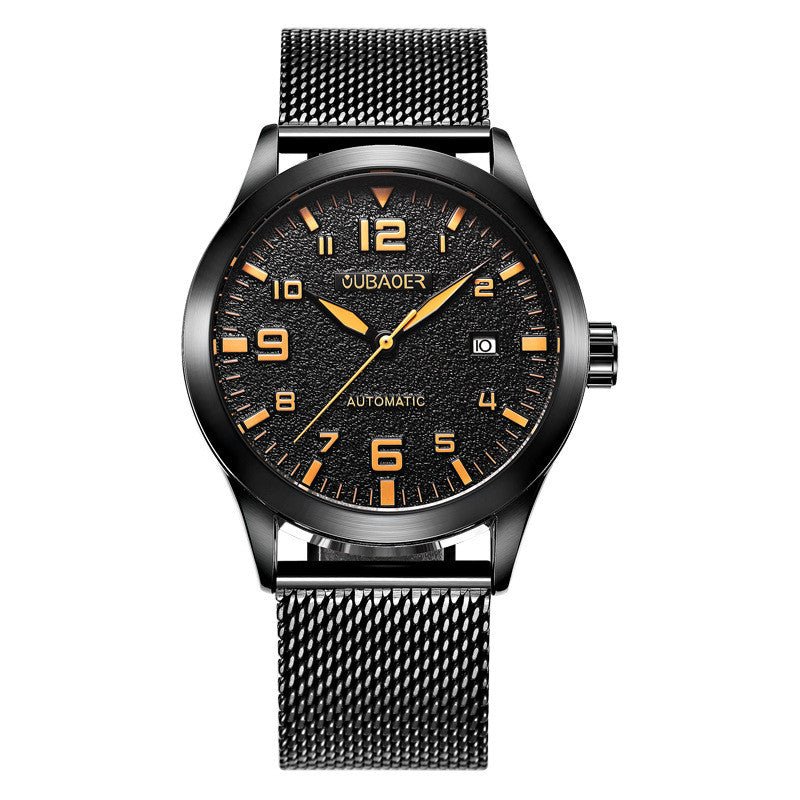 OUBAOER Mens Watches Automatic Mechanical Watch Men Stainless Steel Mesh Belt Wristwatches Simple Business Fashion Clocks - Prime Street