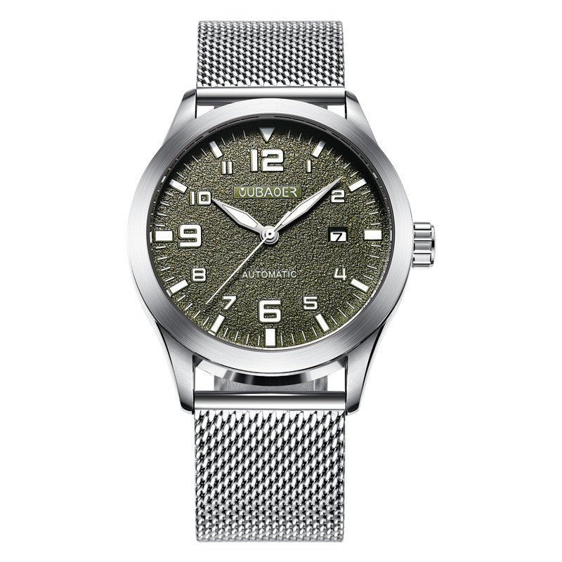 OUBAOER Mens Watches Automatic Mechanical Watch Men Stainless Steel Mesh Belt Wristwatches Simple Business Fashion Clocks - Prime Street