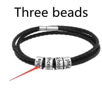 Personalized Mens Braided Genuine Leather Bracelet Stainless Steel Custom Beads Name Charm Bracelet For Men With Family Names - Prime Street