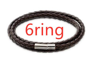Personalized Mens Braided Genuine Leather Bracelet Stainless Steel Custom Beads Name Charm Bracelet For Men With Family Names - Prime Street