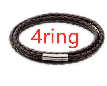 Personalized Mens Braided Genuine Leather Bracelet Stainless Steel Custom Beads Name Charm Bracelet For Men With Family Names - Prime Street