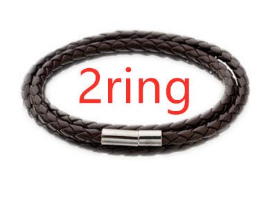 Personalized Mens Braided Genuine Leather Bracelet Stainless Steel Custom Beads Name Charm Bracelet For Men With Family Names - Prime Street