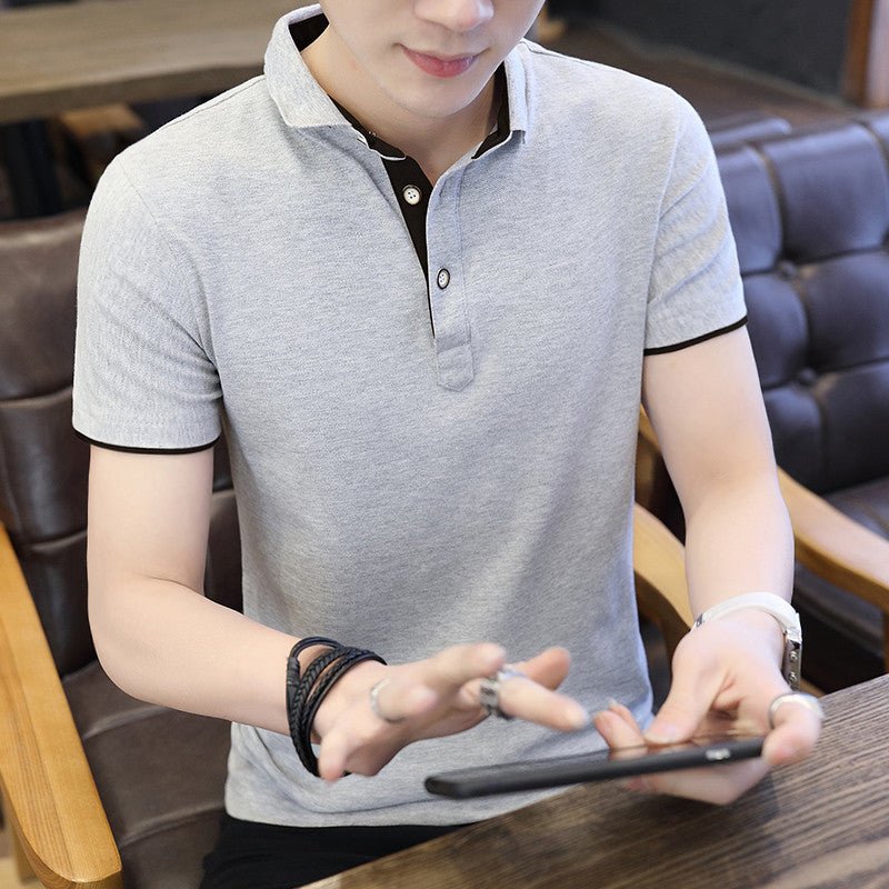 Polo Shirt For Men Casual Short Sleeve Polo Shirts Patchwork Turn-down Collar Zipper T-Shirt Summer Men Shirt Tops - Prime Street