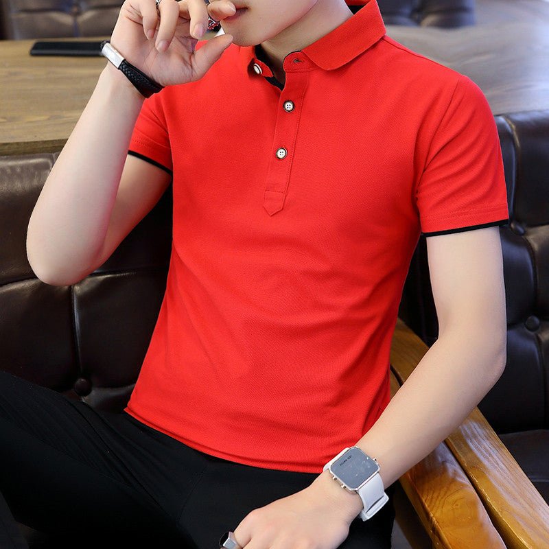 Polo Shirt For Men Casual Short Sleeve Polo Shirts Patchwork Turn-down Collar Zipper T-Shirt Summer Men Shirt Tops - Prime Street