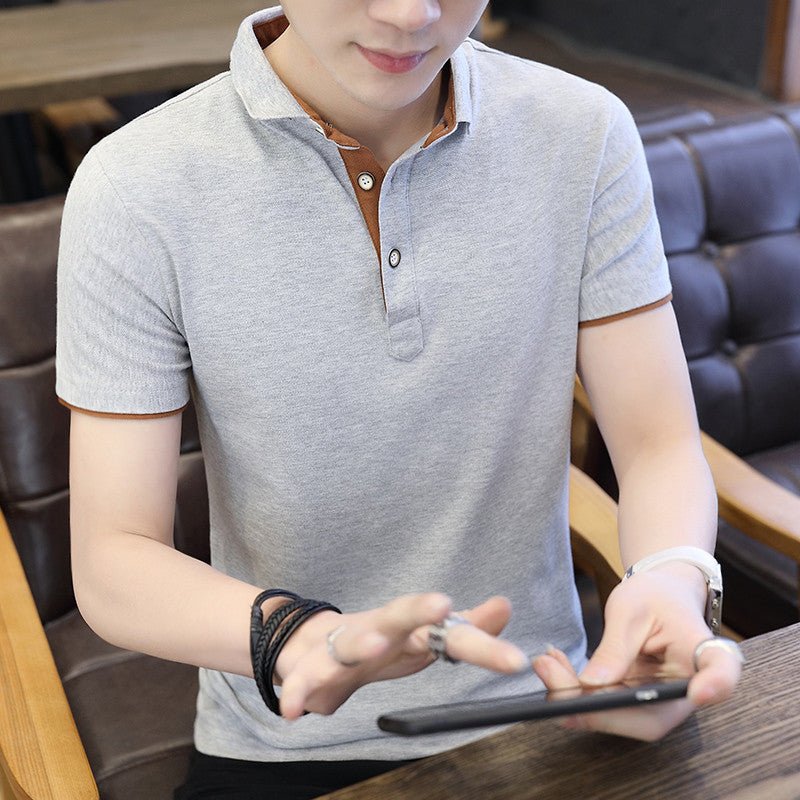 Polo Shirt For Men Casual Short Sleeve Polo Shirts Patchwork Turn-down Collar Zipper T-Shirt Summer Men Shirt Tops - Prime Street