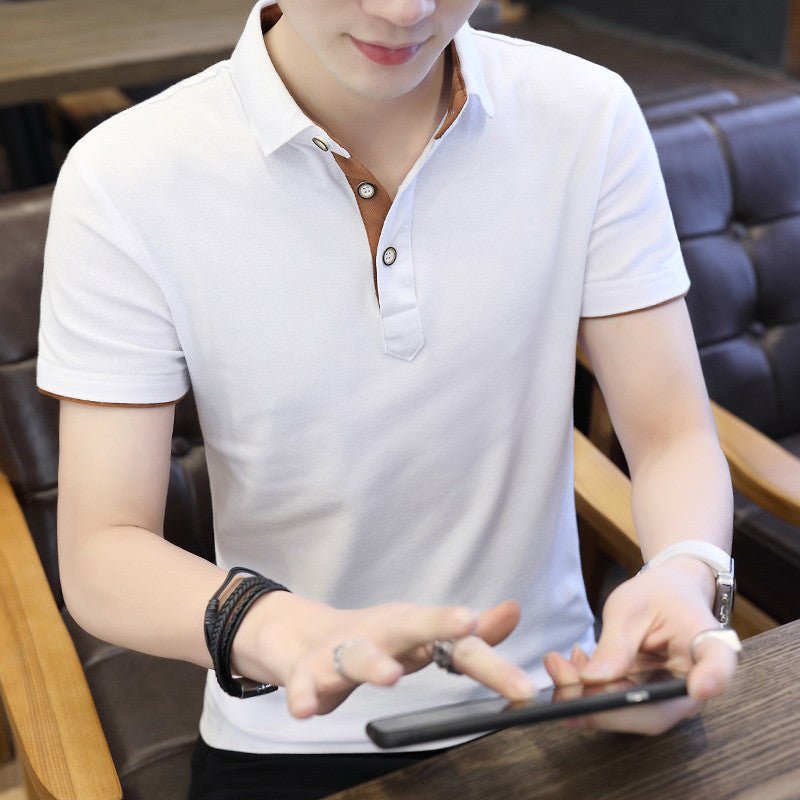 Polo Shirt For Men Casual Short Sleeve Polo Shirts Patchwork Turn-down Collar Zipper T-Shirt Summer Men Shirt Tops - Prime Street