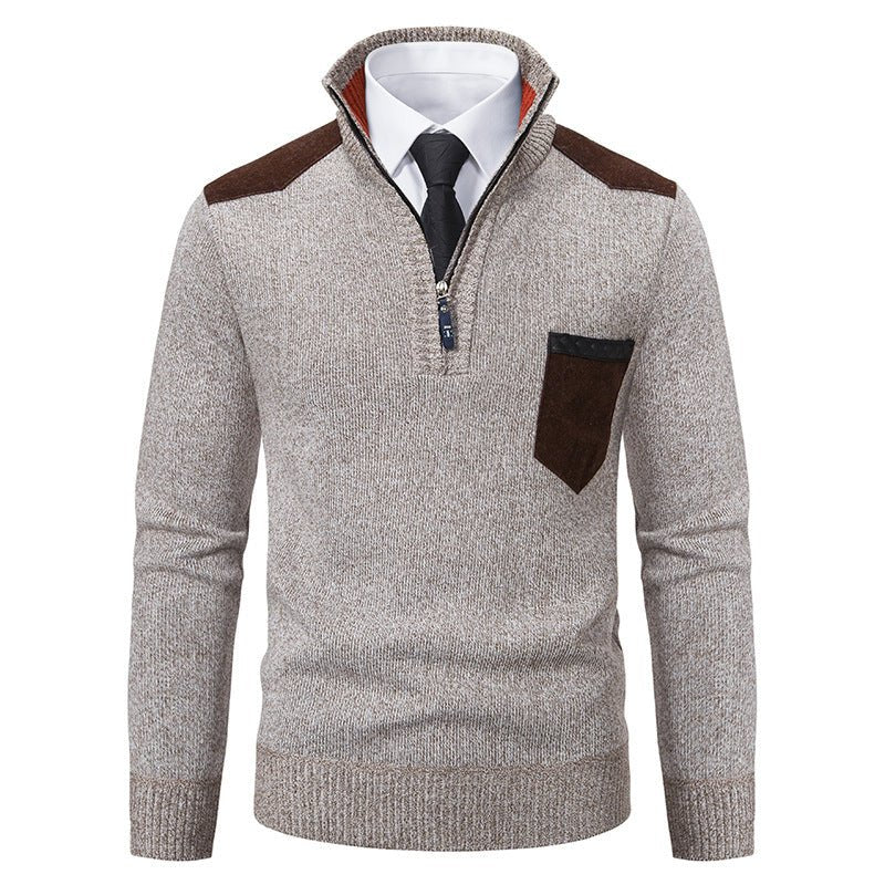 Pullover Men Sweater Thick Polo Shirts Korean Half Zipper Cold Blouse Stand Collar Autumn Winter Outerwear Luxury Cloth - Prime Street