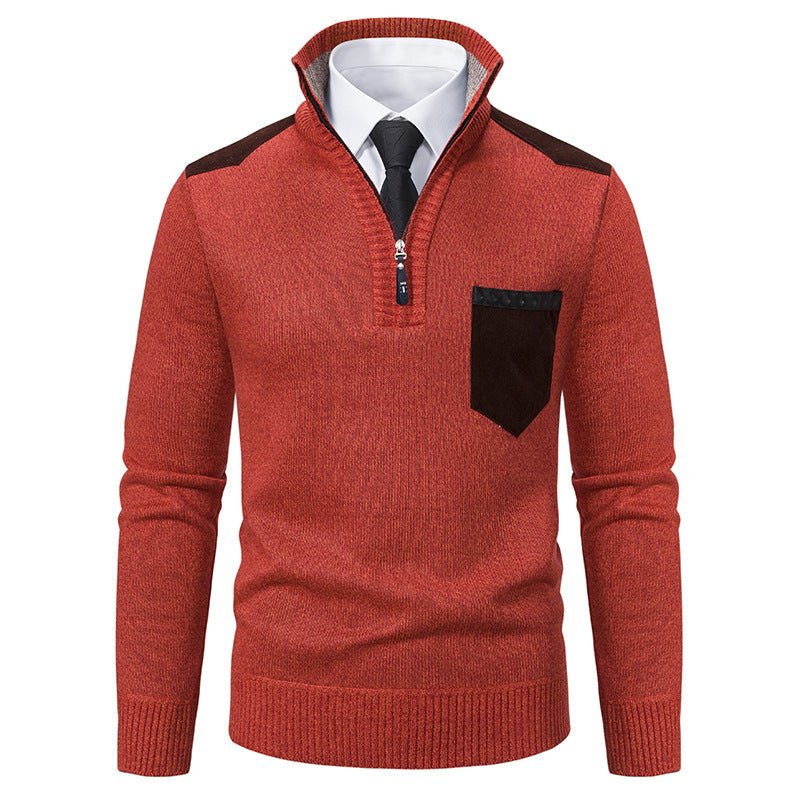 Pullover Men Sweater Thick Polo Shirts Korean Half Zipper Cold Blouse Stand Collar Autumn Winter Outerwear Luxury Cloth - Prime Street