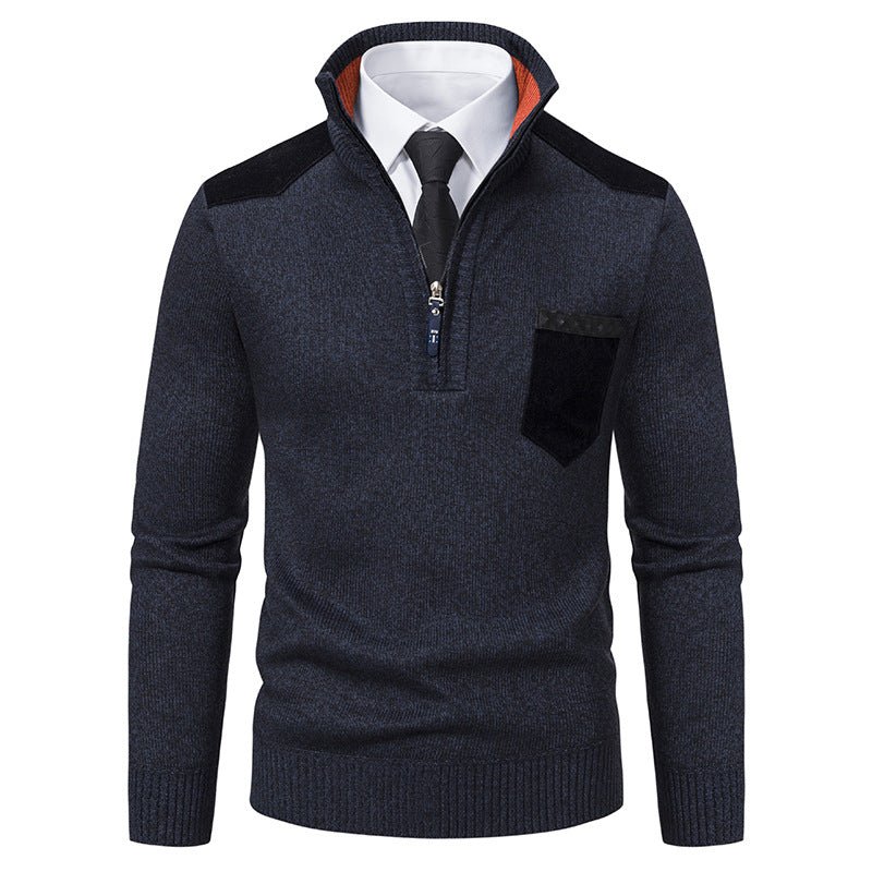 Pullover Men Sweater Thick Polo Shirts Korean Half Zipper Cold Blouse Stand Collar Autumn Winter Outerwear Luxury Cloth - Prime Street