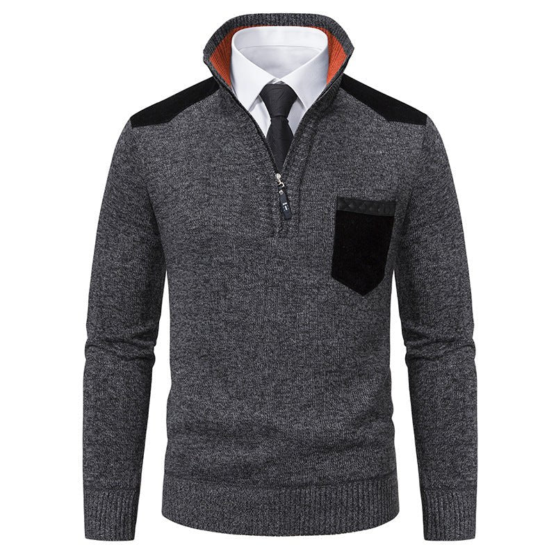 Pullover Men Sweater Thick Polo Shirts Korean Half Zipper Cold Blouse Stand Collar Autumn Winter Outerwear Luxury Cloth - Prime Street