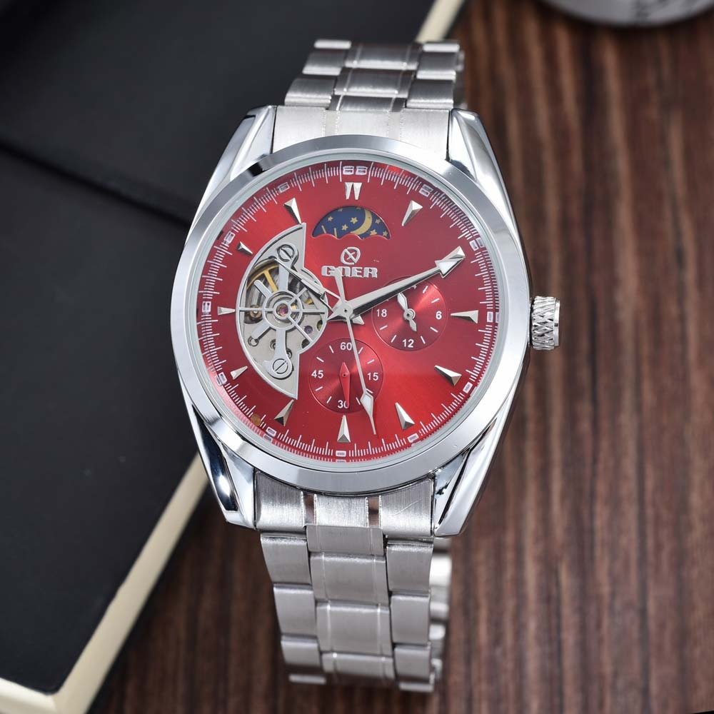 Relogio Masculino Men Tourbillon Watches Stainless Steel Band Automatic Mechanical Wristwatches Moon Phase Small Seconds Watch - Prime Street