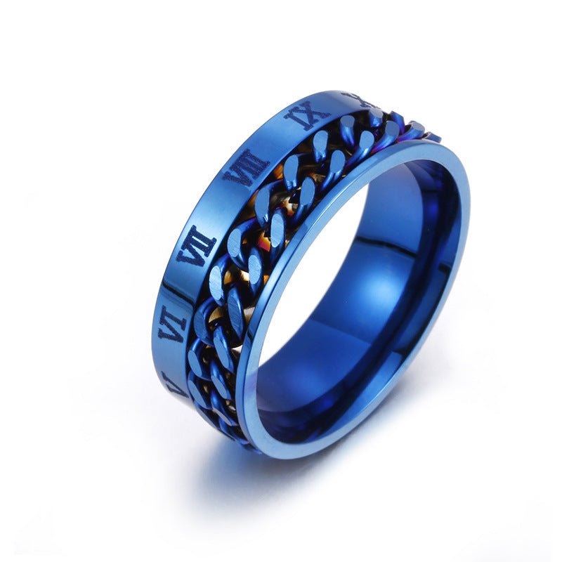 Roman Letter Rotatable Chain Rings Men Digital Titanium Steel RingFor Couple High Quality Multifunctional Bottle Opener Ring Spinner Jewelry Punk Gifts - Prime Street