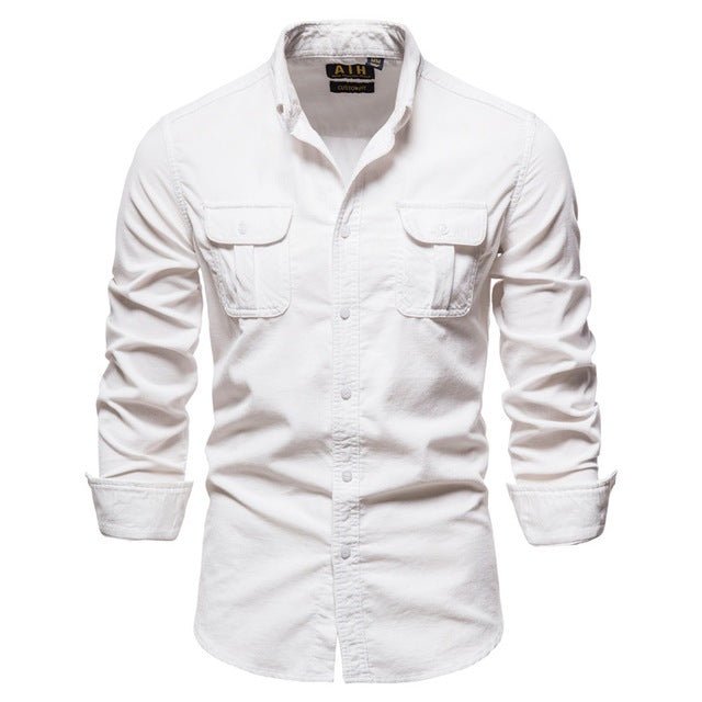 Shirts For Men Wear Shirt College Tops Longsleeve Blue - Prime Street