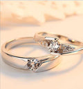 Simulation Diamond Ring Couple Rings A Pair of Live 925 Silver Men and Women Marriage Rings Lettering Rings Diamond Rings - Prime Street