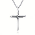Steel Gold Black Color Fashion Mens Iron Nail Cross Pendant Necklace Stainless Steel 3mm Round Box Chain Jewelry Gift For Men - Prime Street