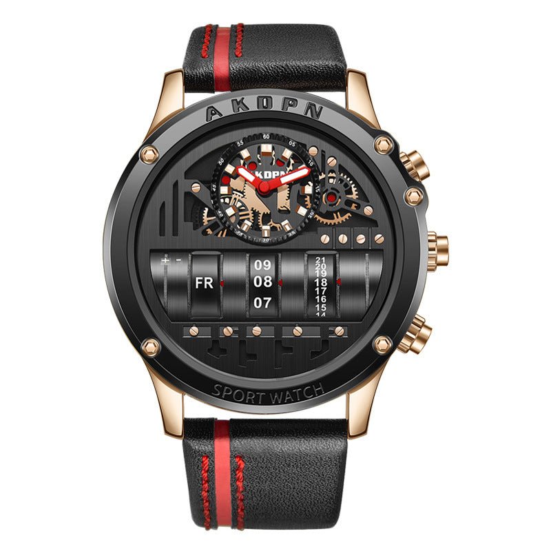 Uniquex Men Wrist Watches Leather Black Silver Creative - Prime Street