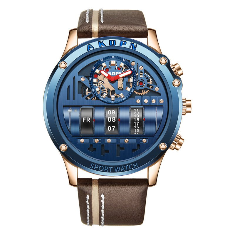 Uniquex Men Wrist Watches Leather Black Silver Creative - Prime Street