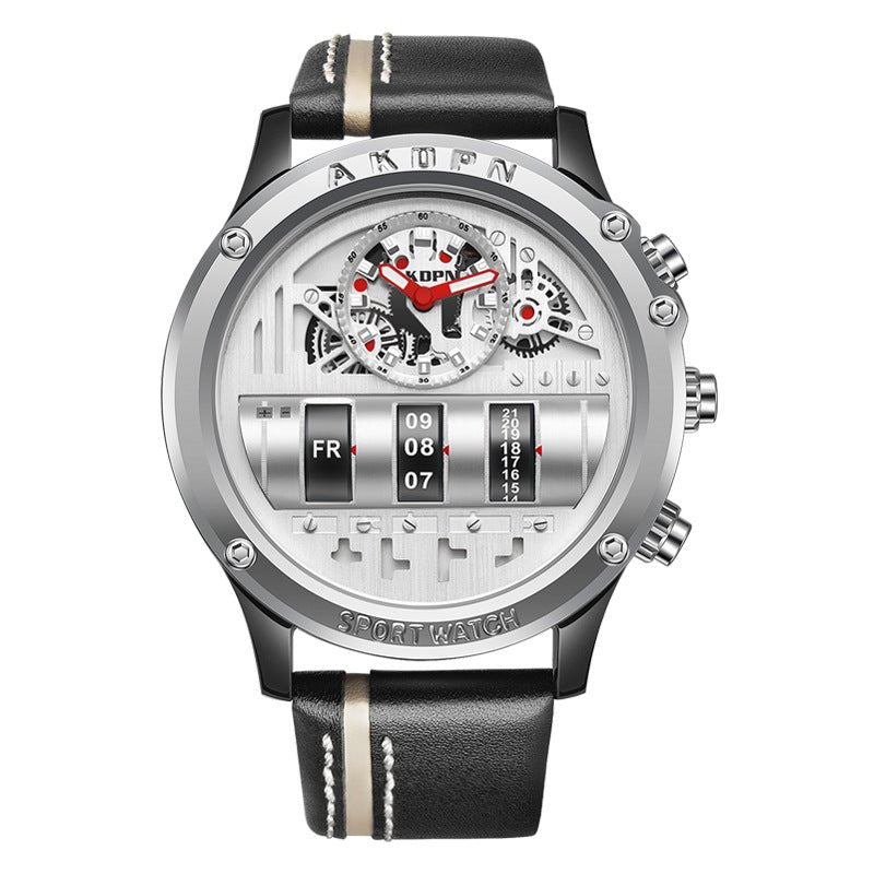 Uniquex Men Wrist Watches Leather Black Silver Creative - Prime Street
