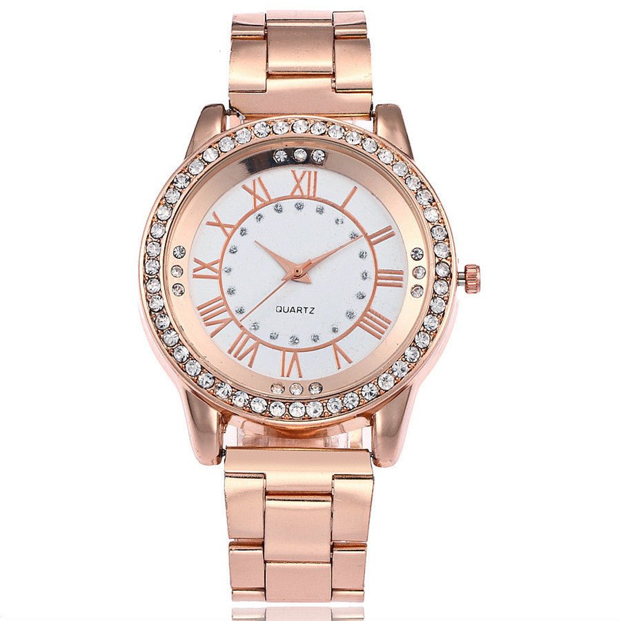 Vansvar Brand Rose Gold Watch Luxury Women Dress Rhinestone Quartz Watch Casual Women Stainless Steel Wristwatches Female Clock - Prime Street