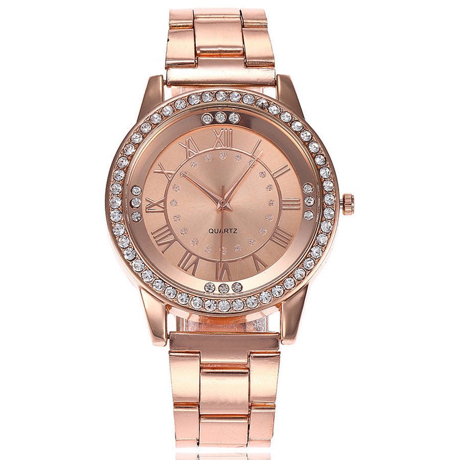 Vansvar Brand Rose Gold Watch Luxury Women Dress Rhinestone Quartz Watch Casual Women Stainless Steel Wristwatches Female Clock - Prime Street