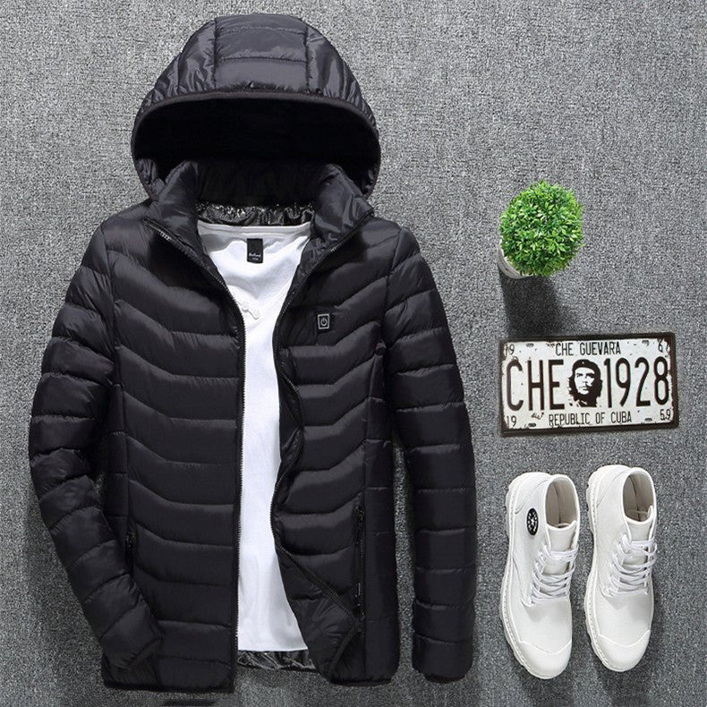 Winter Heated Jacket USB Electric Cotton Coat Zip-up Heater Thermal Clothing Heating Vest For Men - Prime Street