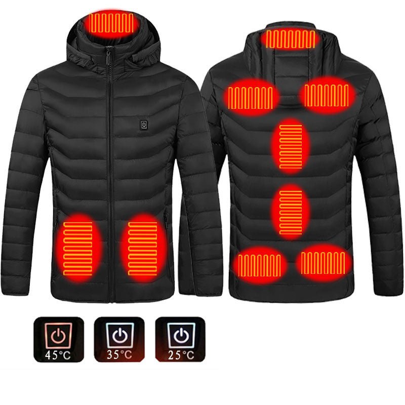 Winter Heated Jacket USB Electric Cotton Coat Zip-up Heater Thermal Clothing Heating Vest For Men - Prime Street