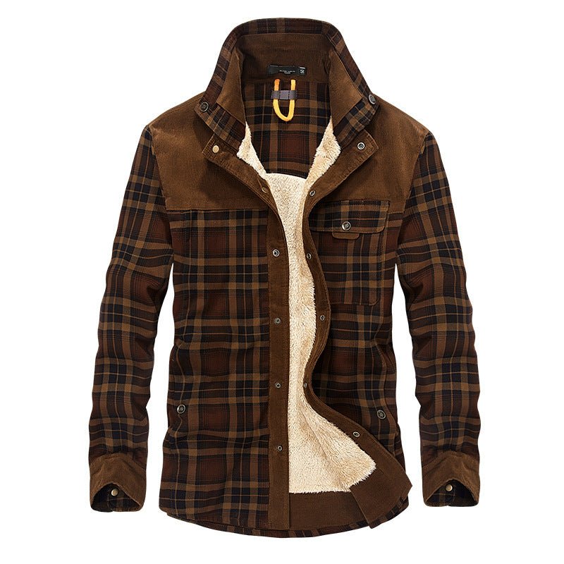 Winter Jacket Men Thicken Warm Fleece Jackets Coats Pure Cotton Plaid Jacket Military Clothes - Prime Street