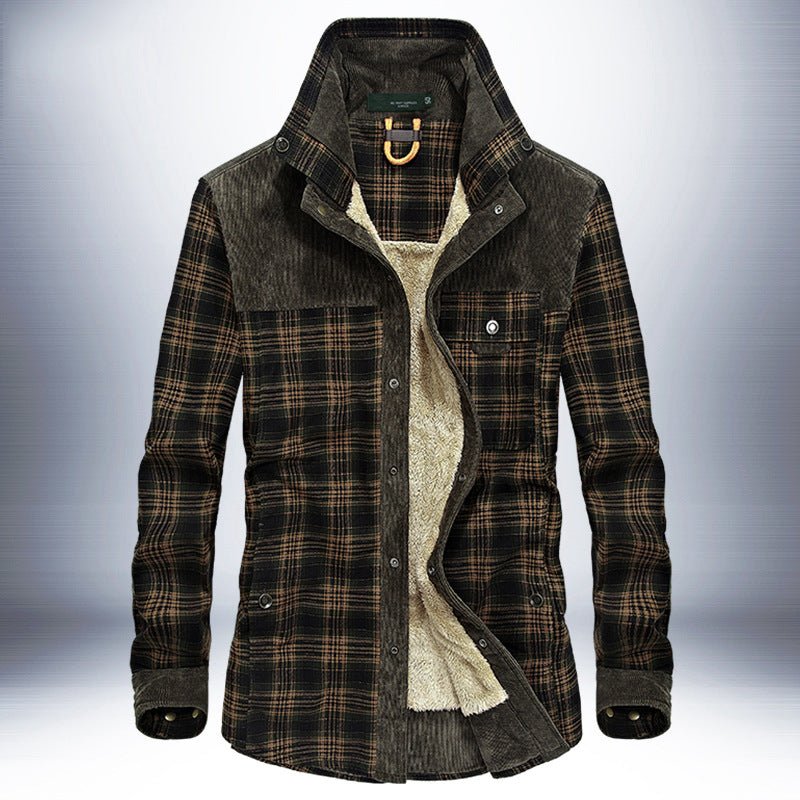 Winter Jacket Men Thicken Warm Fleece Jackets Coats Pure Cotton Plaid Jacket Military Clothes - Prime Street