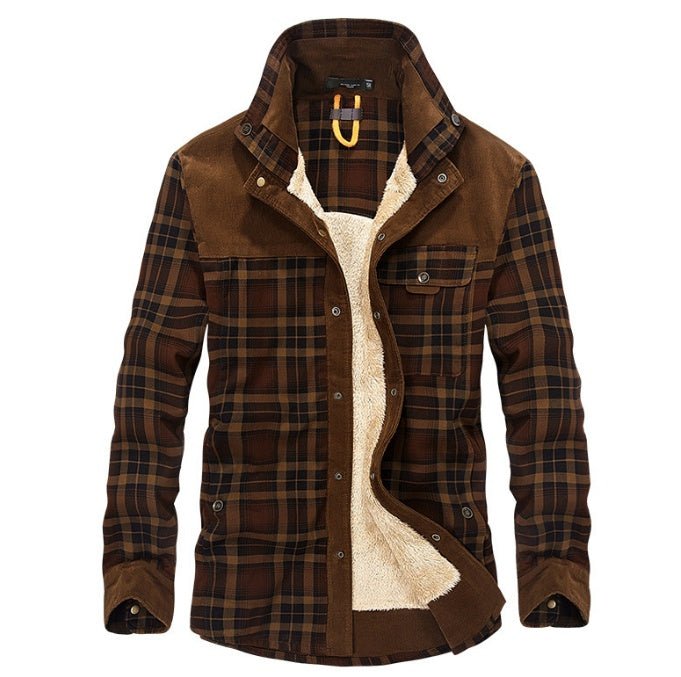 Winter Jacket Men Thicken Warm Fleece Jackets Coats Pure Cotton Plaid Jacket Military Clothes - Prime Street