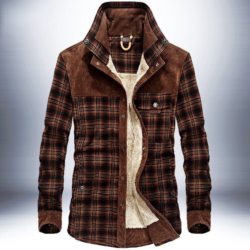 Winter Jacket Men Thicken Warm Fleece Jackets Coats Pure Cotton Plaid Jacket Military Clothes - Prime Street