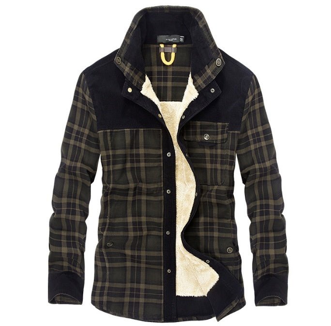 Winter Jacket Men Thicken Warm Fleece Jackets Coats Pure Cotton Plaid Jacket Military Clothes - Prime Street