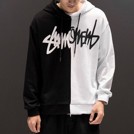 Women Patchwork Casual Hoodies Fall Winter Letter Printing Loose Pullover Men High Street Fashion Hooded Sweatshirts - Prime Street