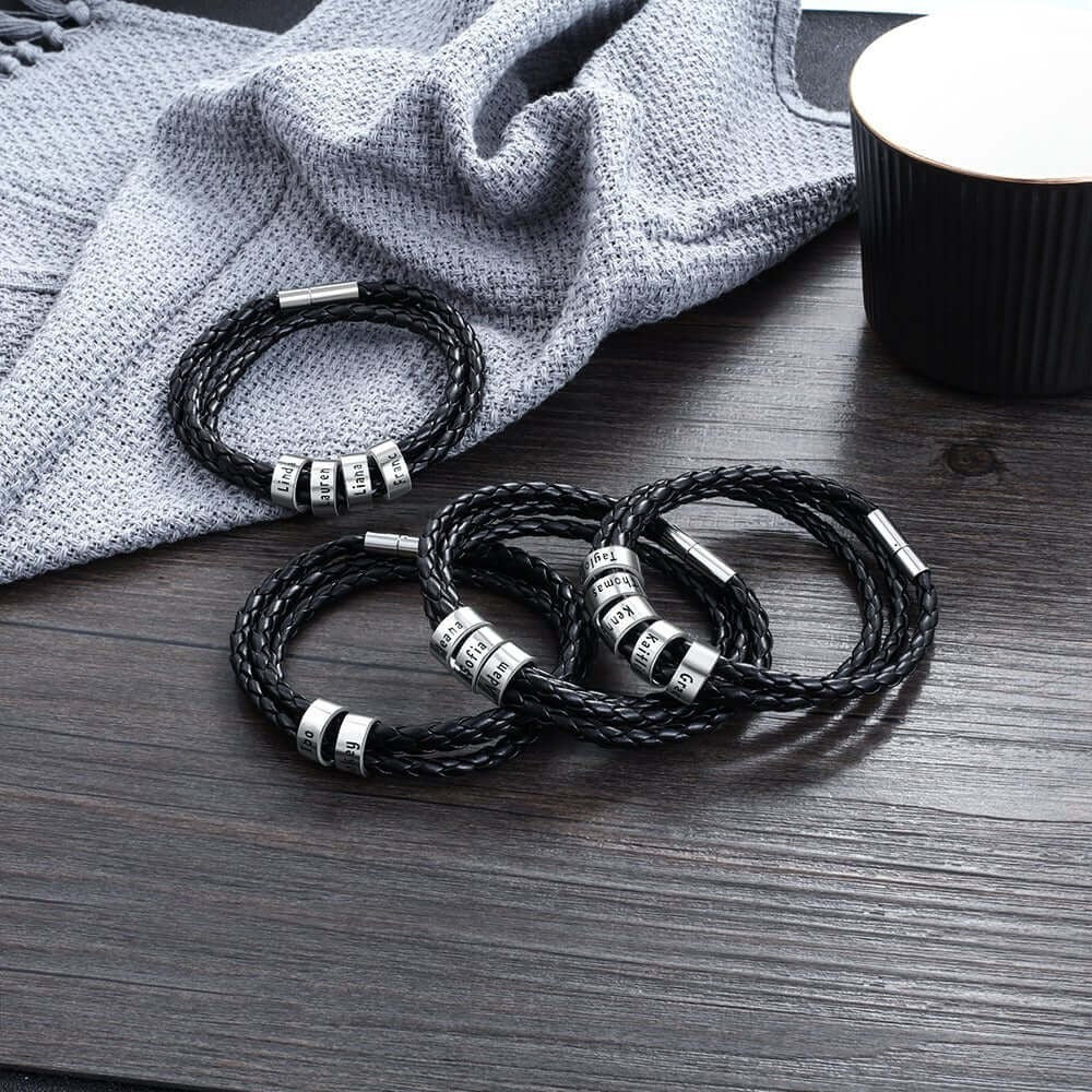 Braided leather bracelets